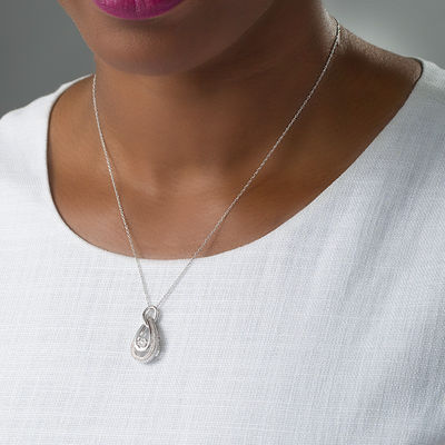 Diamond Accent Looped Teardrop Pendant in Sterling Silver