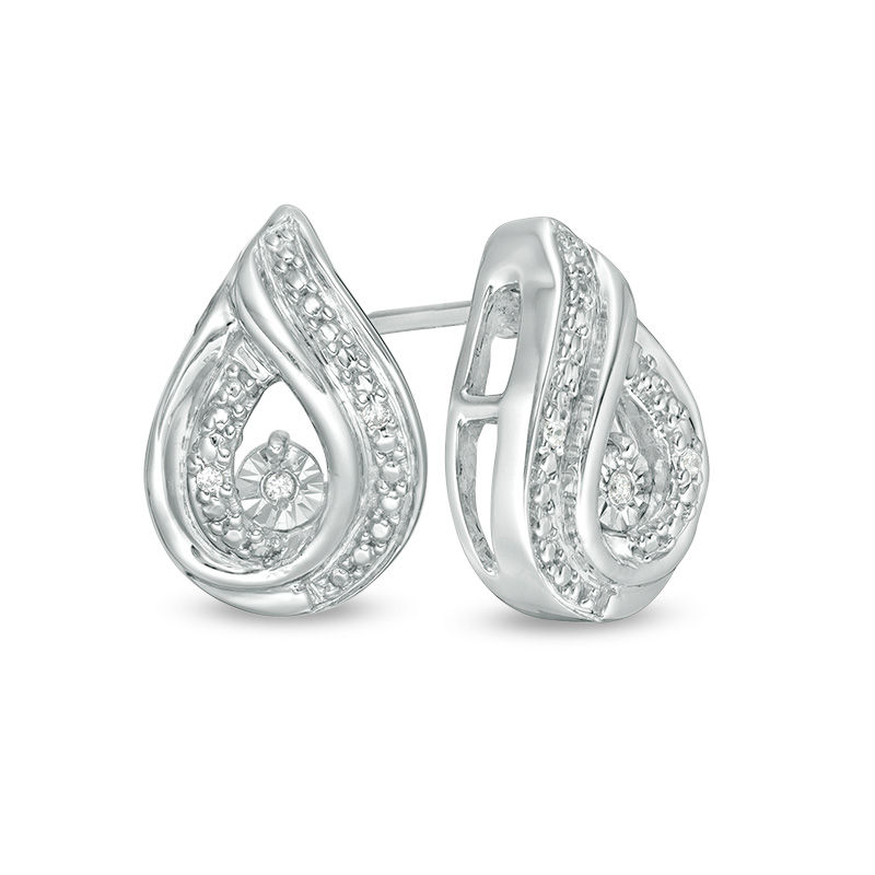 Diamond Accent Teardrop Stud Earrings in Sterling Silver|Peoples Jewellers