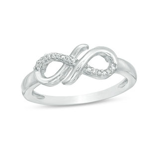 Diamond Accent Sideways Layered Infinity Ring in Sterling Silver