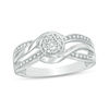 Diamond Accent Bypass Crossover Ring in Sterling Silver