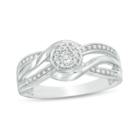 Diamond Accent Bypass Crossover Ring in Sterling Silver