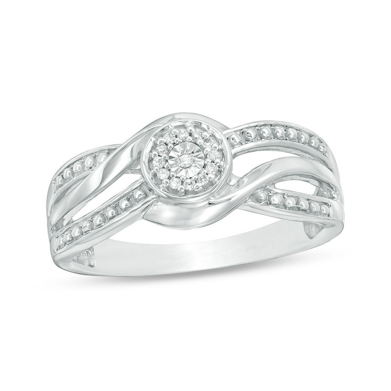 Diamond Accent Bypass Crossover Ring in Sterling Silver|Peoples Jewellers