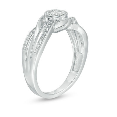 Diamond Accent Bypass Crossover Ring in Sterling Silver