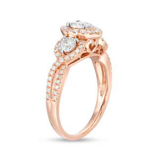 0.70 CT. T.W. Diamond Past Present Future® Pear-Shaped Frame Twist Engagement Ring in 10K Rose Gold