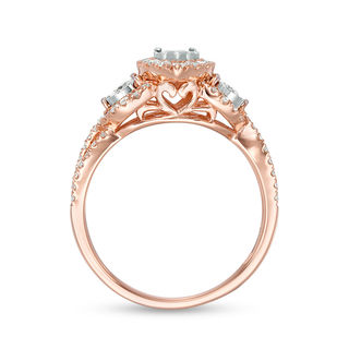 0.70 CT. T.W. Diamond Past Present Future® Pear-Shaped Frame Twist Engagement Ring in 10K Rose Gold