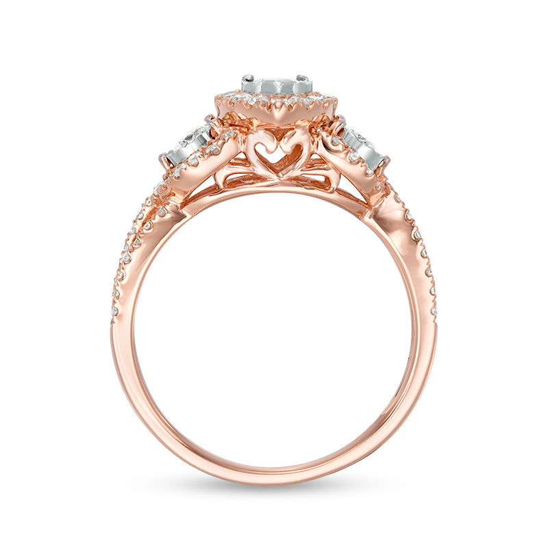 0.70 CT. T.W. Diamond Past Present Future® Pear-Shaped Frame Twist Engagement Ring in 10K Rose Gold|Peoples Jewellers