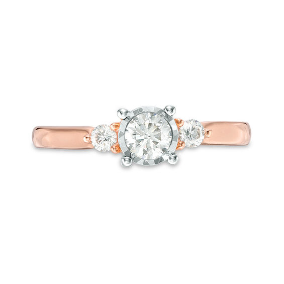 0.50 CT. T.W. Diamond Past Present Future® Engagement Ring in 10K Rose Gold