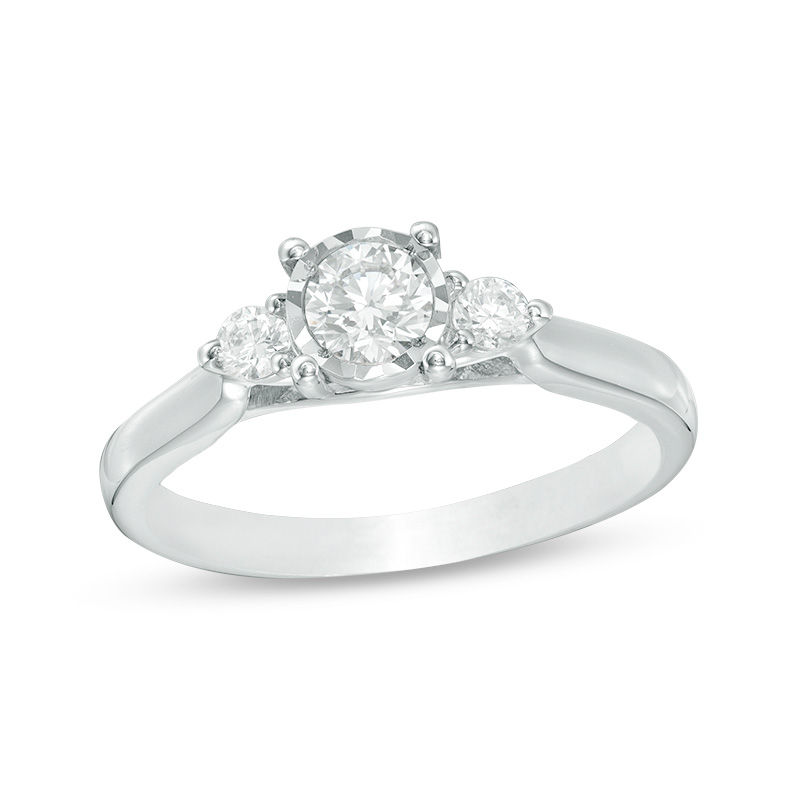 Main Image 1 of 0.50 CT. T.W. Diamond Past Present Future® Engagement Ring in 10K White Gold