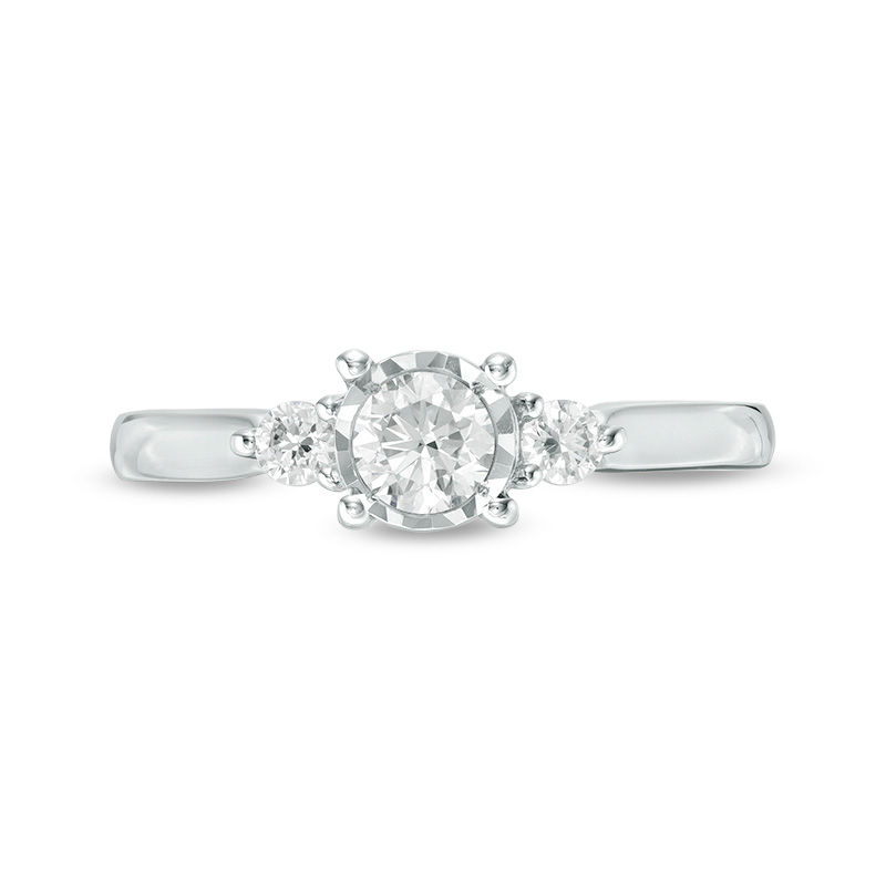 Main Image 7 of 0.50 CT. T.W. Diamond Past Present Future® Engagement Ring in 10K White Gold