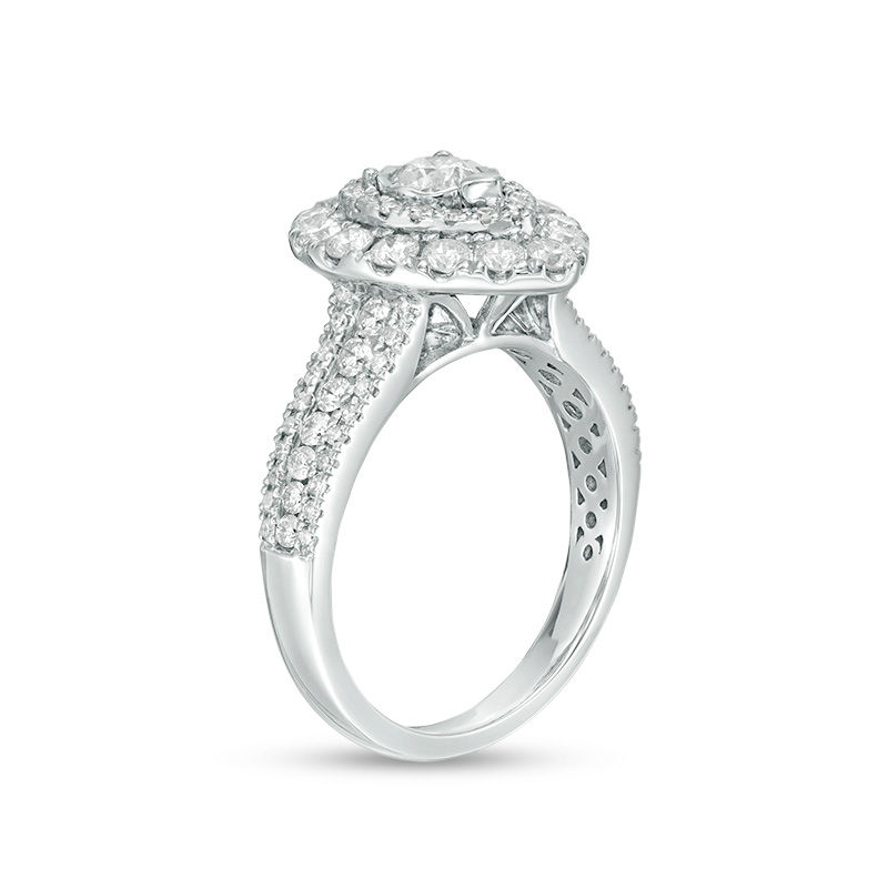 1.50 CT. T.W. Diamond Pear-Shaped Double Frame Engagement Ring in 10K White Gold
