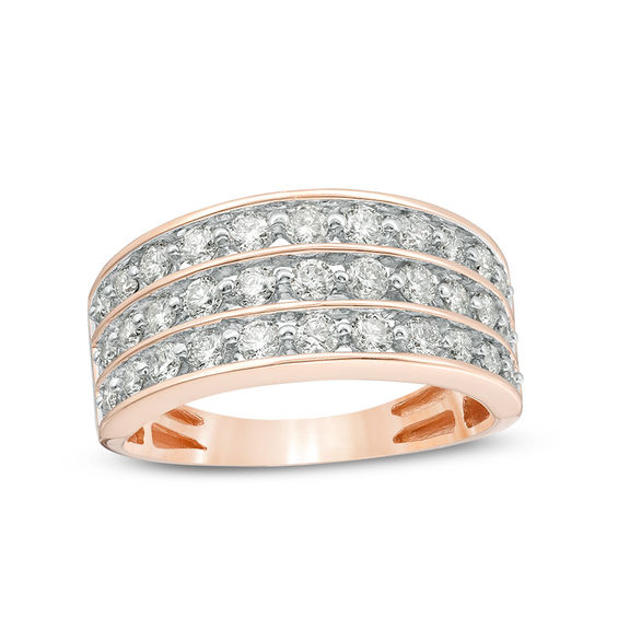 1.00 CT. T.W. Diamond Multi-Row Anniversary Band in 10K Rose Gold