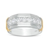 Men's 1.00 CT. T.W. Diamond Seven Stone Satin Wedding Band in 10K Two-Tone Gold