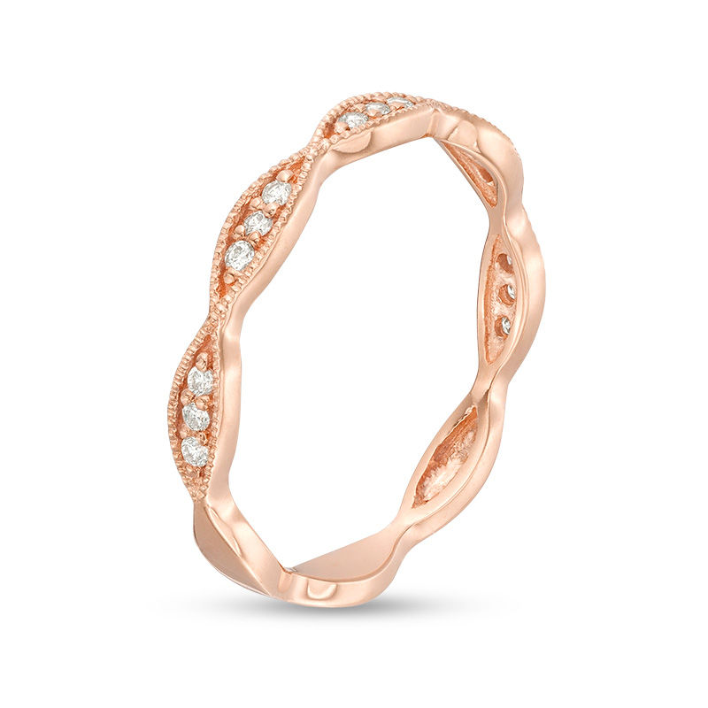 0.085 CT. T.W. Diamond Marquise Frame Vintage-Style Band in 10K Rose Gold|Peoples Jewellers