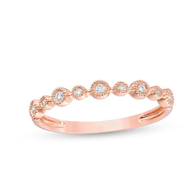 0.07 CT. T.W. Diamond Bezel-Set Anniversary Band in 10K Rose Gold|Peoples Jewellers