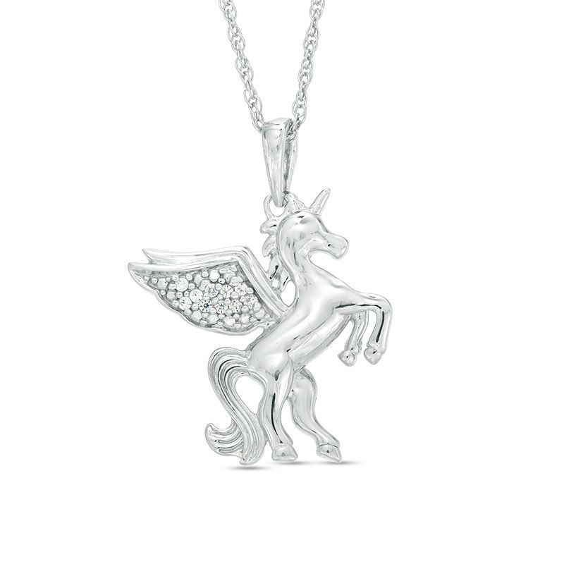 0.04 CT. T.W. Diamond Winged Unicorn Pendant in Sterling Silver|Peoples Jewellers