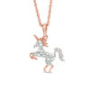 Thumbnail Image 0 of 0.117 CT. T.W. Diamond Unicorn Pendant in Sterling Silver with 14K Rose Gold Plate