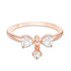 Heart-Shaped Lab-Created White Sapphire Bow Ring in Sterling Silver with 14K Rose Gold Plate