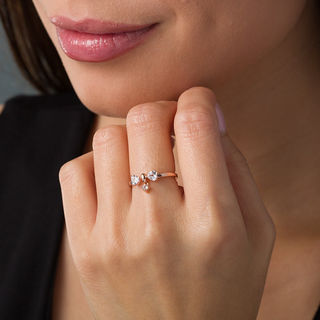 Heart-Shaped Lab-Created White Sapphire Bow Ring in Sterling Silver with 14K Rose Gold Plate