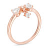 Heart-Shaped Lab-Created White Sapphire Bow Ring in Sterling Silver with 14K Rose Gold Plate