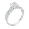 Thumbnail Image 2 of 6.0mm Lab-Created White Sapphire Double Row Scrollwork Ring in 10K White Gold