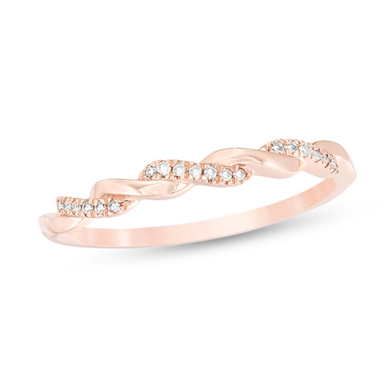 0.05 CT. T.W. Diamond Twist Wedding Band in 10K Rose Gold