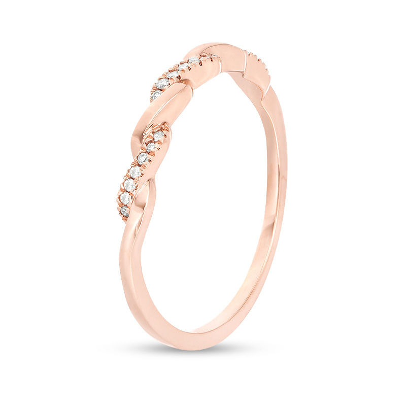 0.05 CT. T.W. Diamond Twist Wedding Band in 10K Rose Gold