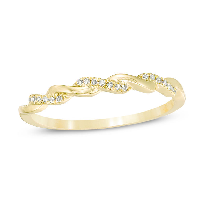 0.05 CT. T.W. Diamond Twist Wedding Band in 10K Gold|Peoples Jewellers