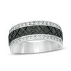 Men's 0.45 CT. T.W. Diamond Zig-Zag Centre Wedding Band in 10K White Gold with Black Rhodium