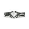 CT. T.W. Princess-Cut Diamond Frame Bridal Set in 10K White Gold with Black Rhodium