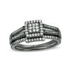 Thumbnail Image 0 of 0.29 CT. T.W. Composite Diamond Square Frame Bridal Set in 10K White Gold with Black Rhodium