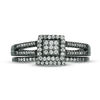 Thumbnail Image 3 of 0.29 CT. T.W. Composite Diamond Square Frame Bridal Set in 10K White Gold with Black Rhodium