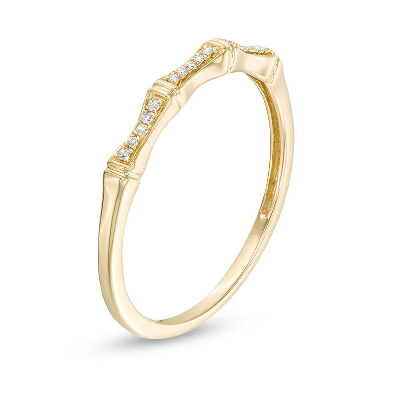 Main Image 3 of 0.05 CT. T.W. Diamond Bamboo Anniversary Band in 10K Gold