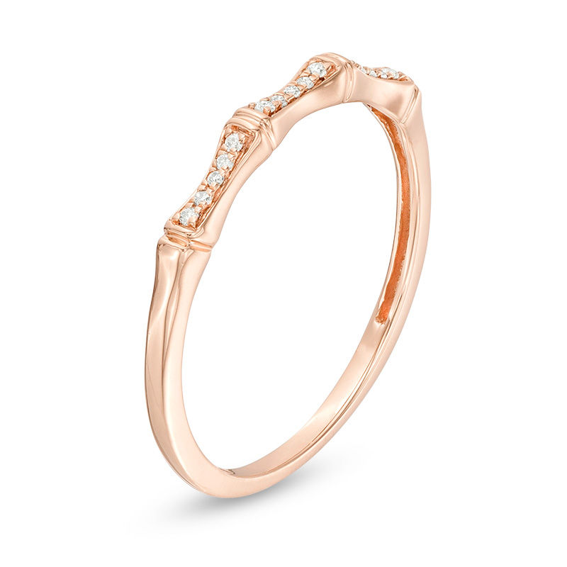 0.05 CT. T.W. Diamond Bamboo Anniversary Band in 10K Rose Gold|Peoples Jewellers
