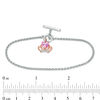 Thumbnail Image 2 of Heart-Shaped Lab-Created Pink and White Sapphire Crown Toggle Bracelet in Sterling Silver and 10K Rose Gold - 7.25"