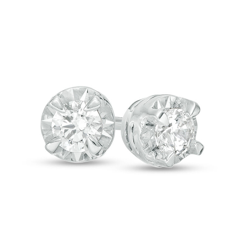 0.145 CT. T.W. Diamond Solitaire Stud Earrings in 10K White Gold|Peoples Jewellers
