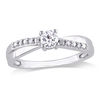 Thumbnail Image 0 of 4.0mm Lab-Created White Sapphire and 0.04 CT. T.W. Diamond Crossover Promise Ring in Sterling Silver