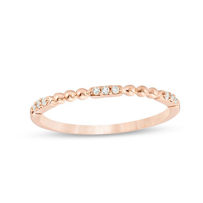 0.05 CT. T.W. Diamond and Beaded Station Anniversary Band in 10K Rose Gold