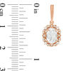 Oval Lab-Created White Sapphire and 0.18 CT. T.W. Diamond Frame Vintage-Style Drop Earrings in 10K Rose Gold