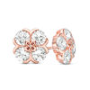 Thumbnail Image 1 of Quad Lab-Created White Sapphire and Diamond Accent Flower Stud Earrings in 10K Rose Gold