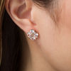 Thumbnail Image 2 of Quad Lab-Created White Sapphire and Diamond Accent Flower Stud Earrings in 10K Rose Gold