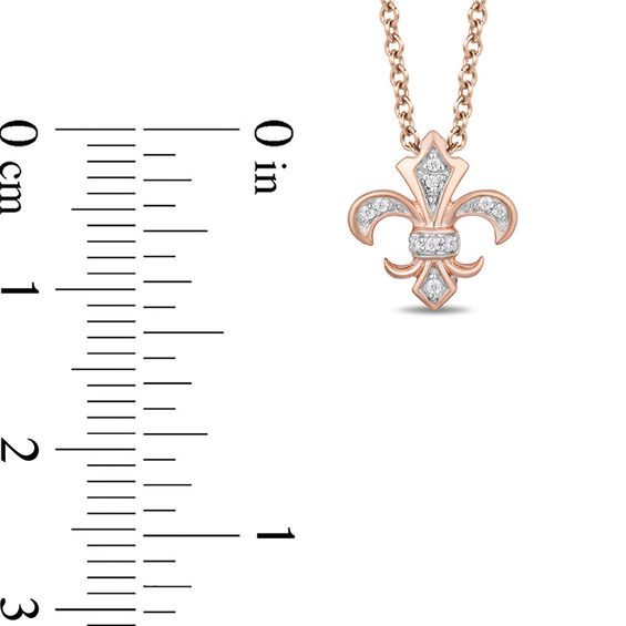 Enchanted Disney Aurora Diamond Accent Fleur-de-Lis Pendant in 10K Rose Gold - 19"