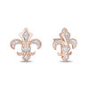 Thumbnail Image 1 of Enchanted Disney Aurora 0.04 CT. T.W. Diamond Fleur-de-Lis Stud Earrings in 10K Rose Gold