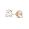 8.0mm Lab-Created White Sapphire and 0.145 CT. T.W. Diamond Stud Earrings in 10K Rose Gold