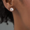 8.0mm Lab-Created White Sapphire and 0.145 CT. T.W. Diamond Stud Earrings in 10K Rose Gold