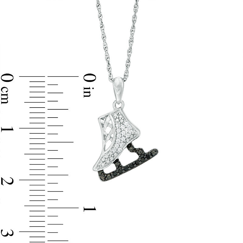 0.10 CT. T.W. Enhanced Black and White Diamond Ice Skate Pendant in Sterling Silver