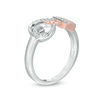 0.04 CT. T.W. Diamond Heart and Lock Ring in Sterling Silver and 10K Rose Gold