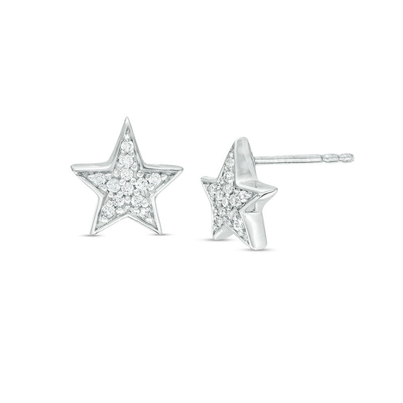 0.10 CT. T.W. Diamond Star Stud Earrings in Sterling Silver|Peoples Jewellers