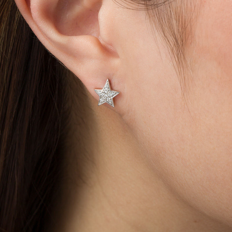 0.10 CT. T.W. Diamond Star Stud Earrings in Sterling Silver