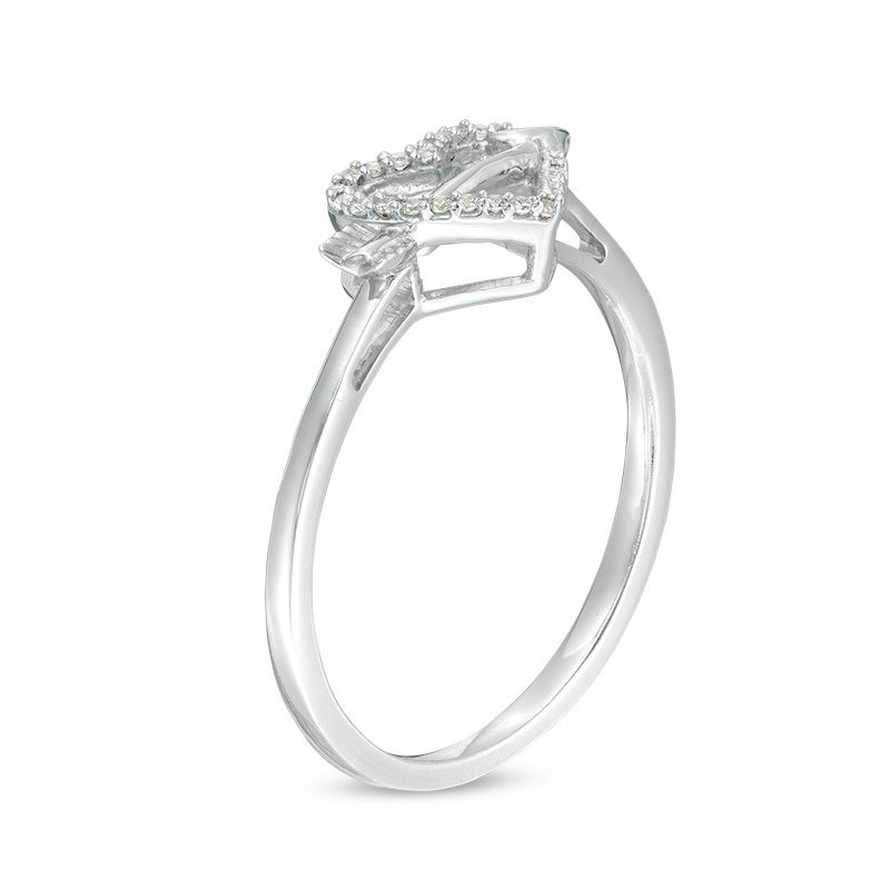 0.05 CT. T.W. Diamond Shooting Arrow and Heart Outline Ring in Sterling Silver|Peoples Jewellers