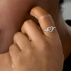 Thumbnail Image 2 of 0.05 CT. T.W. Diamond Shooting Arrow and Heart Outline Ring in Sterling Silver